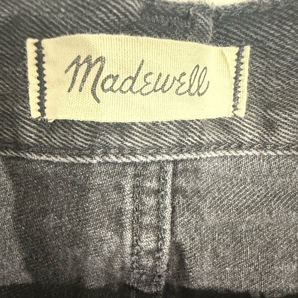 Madewell Rigid Denim A-Line Distressed‎ Black Mini Skirt- Size 28 - Picture 3 of 7
